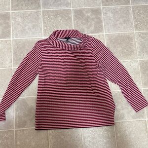 Pink and Navy Striped Long Sleeve Top Talbots